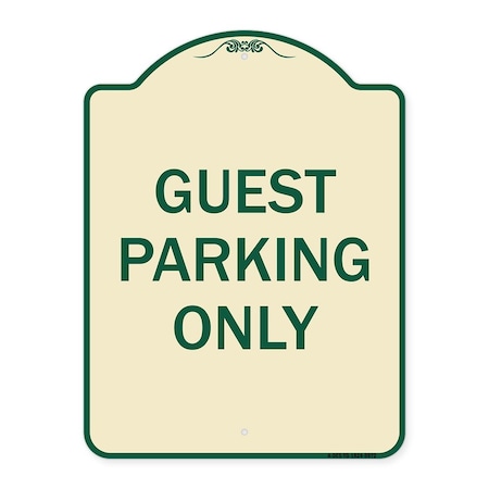 Signmission Designer Series-Guest Parking Only, Tan & Green Heavy-Gauge Aluminum, 24" x 18", TG-1824-9972 A-DES-TG-1824-9972